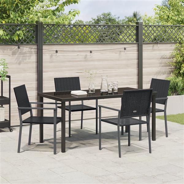 Grote foto vidaxl 5 delige tuin eetset zwart poly rattan tuin en terras tuinmeubelen
