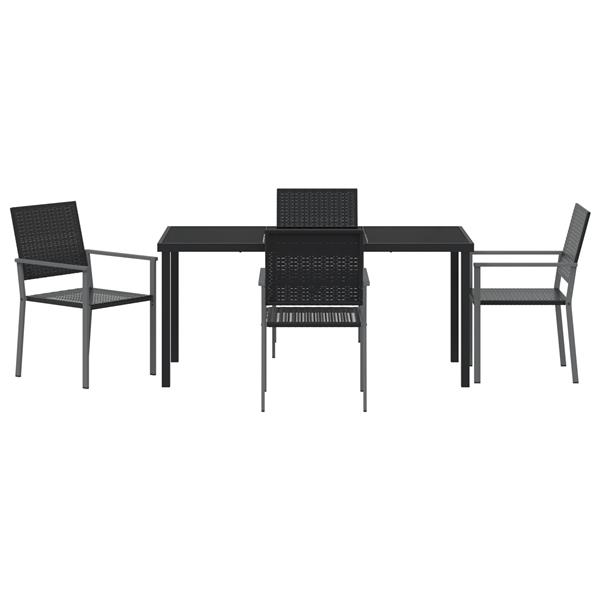 Grote foto vidaxl 5 delige tuin eetset zwart poly rattan tuin en terras tuinmeubelen