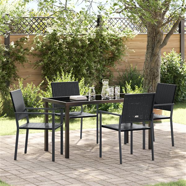 Grote foto vidaxl 5 delige eetkamer set voor buiten in zwart poly rattan tuin en terras tuinmeubelen