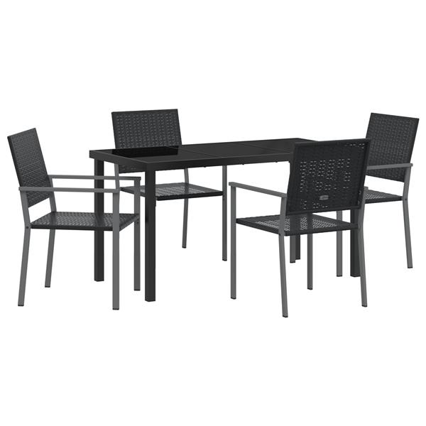 Grote foto vidaxl 5 delige eetkamer set voor buiten in zwart poly rattan tuin en terras tuinmeubelen