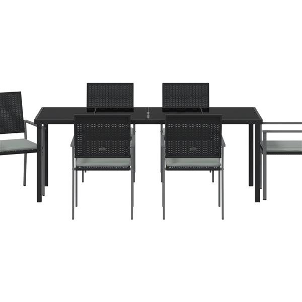 Grote foto vidaxl 7 delige tuinset met kussens zwart poly rattan tuin en terras tuinmeubelen