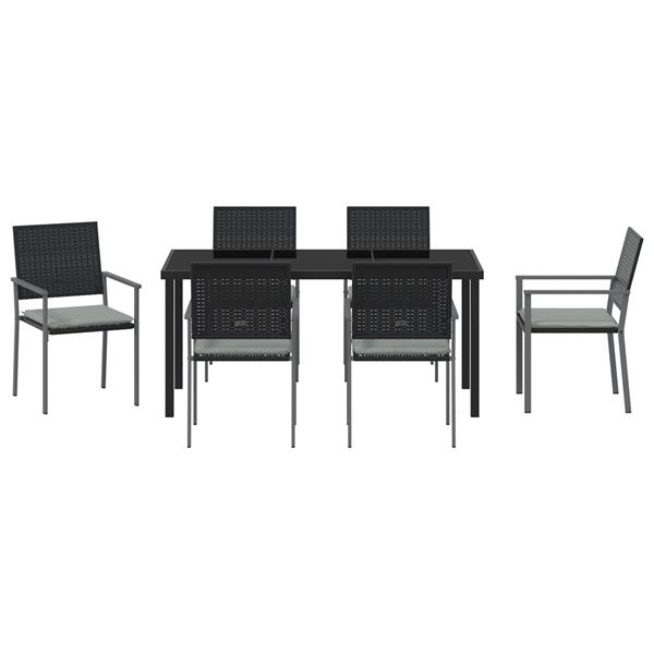 Grote foto vidaxl 7 delige tuinset met kussens zwart poly rattan tuin en terras tuinmeubelen