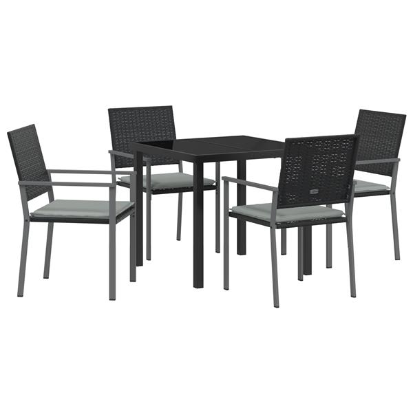 Grote foto vidaxl 5 delige tuinset met kussens zwart poly rattan tuin en terras tuinmeubelen