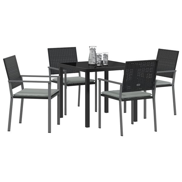 Grote foto vidaxl 5 delige tuinset met kussens zwart poly rattan tuin en terras tuinmeubelen