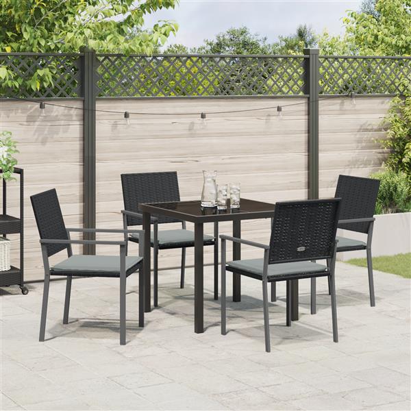 Grote foto vidaxl 5 delige tuinset met kussens zwart poly rattan tuin en terras tuinmeubelen