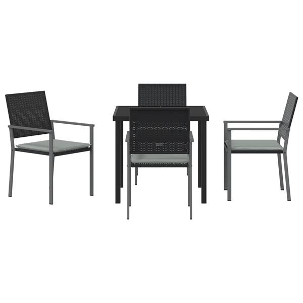 Grote foto vidaxl 5 delige tuinset met kussens zwart poly rattan tuin en terras tuinmeubelen