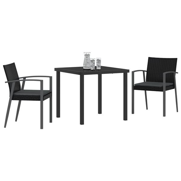 Grote foto vidaxl 3 delige tuinset met kussens zwart poly rattan tuin en terras tuinmeubelen