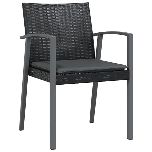 Grote foto vidaxl 3 delige tuinset met kussens zwart poly rattan tuin en terras tuinmeubelen