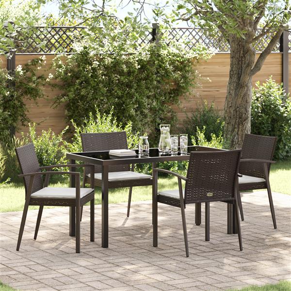 Grote foto vidaxl 5 delige tuinset met kussens bruin poly rattan tuin en terras tuinmeubelen