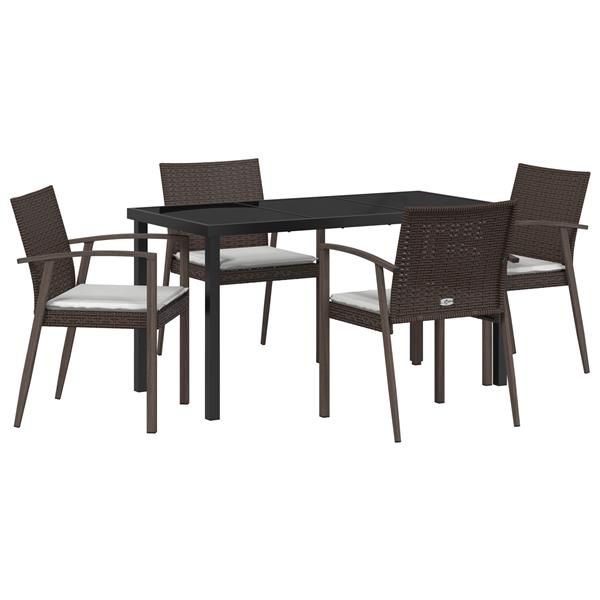 Grote foto vidaxl 5 delige tuinset met kussens bruin poly rattan tuin en terras tuinmeubelen