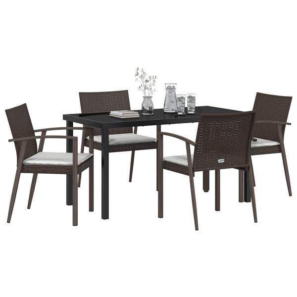 Grote foto vidaxl 5 delige tuinset met kussens bruin poly rattan tuin en terras tuinmeubelen