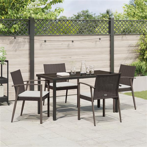 Grote foto vidaxl 5 delige tuinset met kussens bruin poly rattan tuin en terras tuinmeubelen