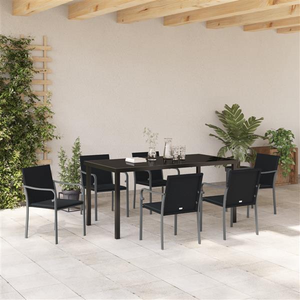 Grote foto vidaxl 7 delige tuinset met kussens zwarte poly rattan tuin en terras tuinmeubelen