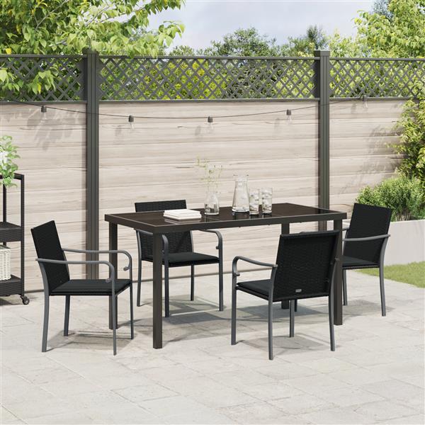 Grote foto vidaxl 5 delige tuinset met kussens zwart poly rattan tuin en terras tuinmeubelen