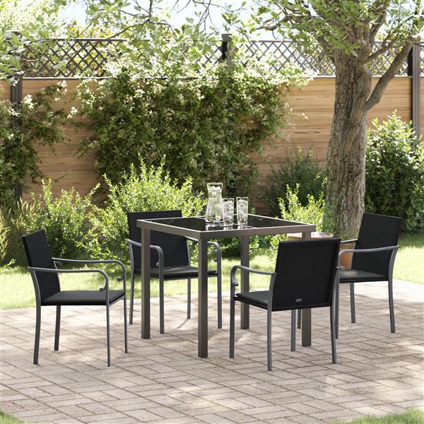 Grote foto vidaxl 5 delige tuinset met kussens zwart poly rattan tuin en terras tuinmeubelen
