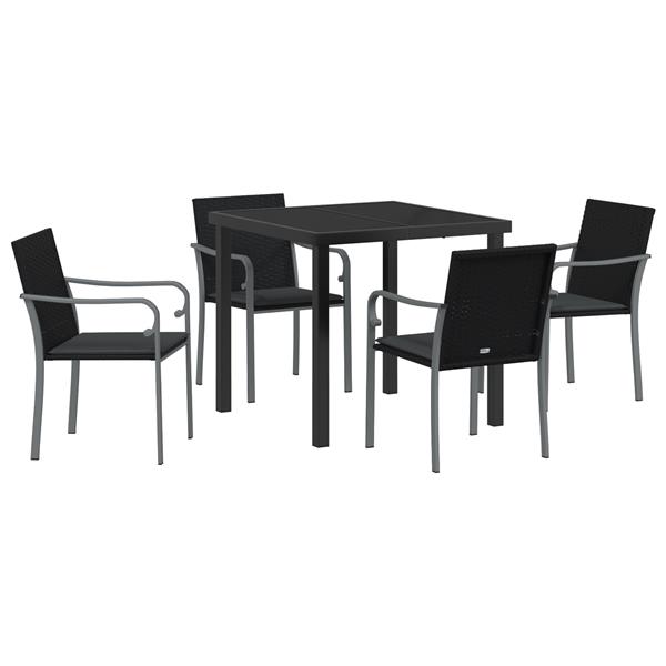 Grote foto vidaxl 5 delige tuinset met kussens zwart poly rattan tuin en terras tuinmeubelen