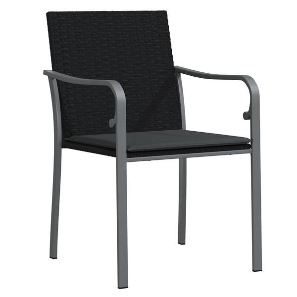 Grote foto vidaxl 3 delige tuin eetset met kussens zwart poly rattan tuin en terras tuinmeubelen