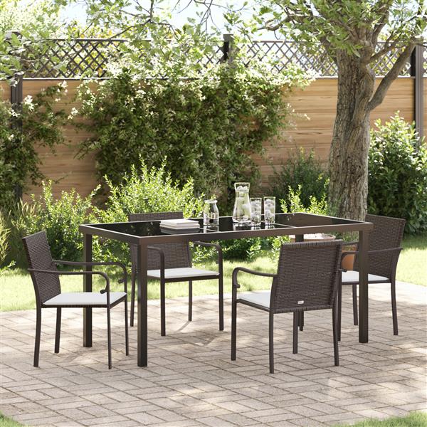 Grote foto vidaxl 5 delige tuinset met kussens bruin poly rattan tuin en terras tuinmeubelen