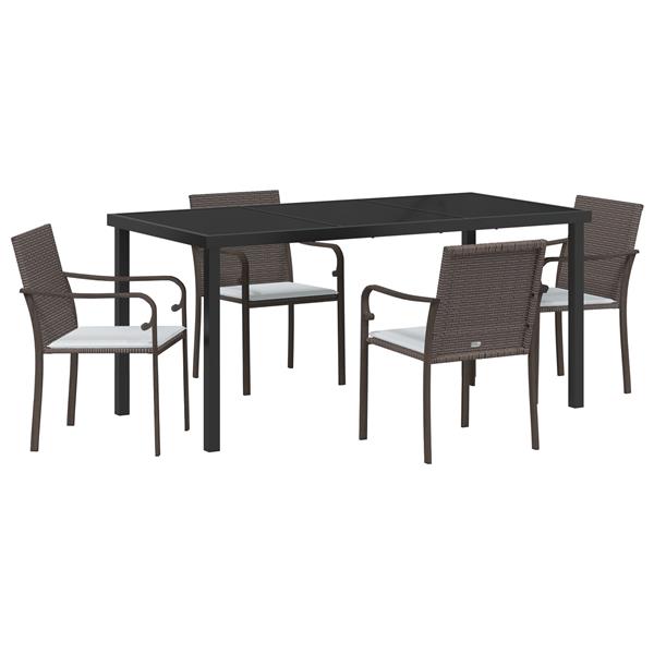 Grote foto vidaxl 5 delige tuinset met kussens bruin poly rattan tuin en terras tuinmeubelen