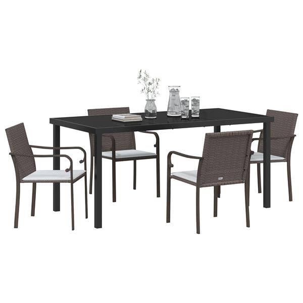 Grote foto vidaxl 5 delige tuinset met kussens bruin poly rattan tuin en terras tuinmeubelen