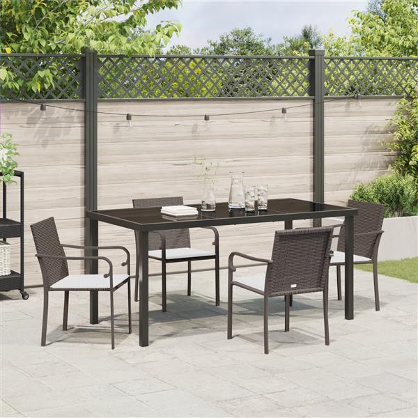 Grote foto vidaxl 5 delige tuinset met kussens bruin poly rattan tuin en terras tuinmeubelen