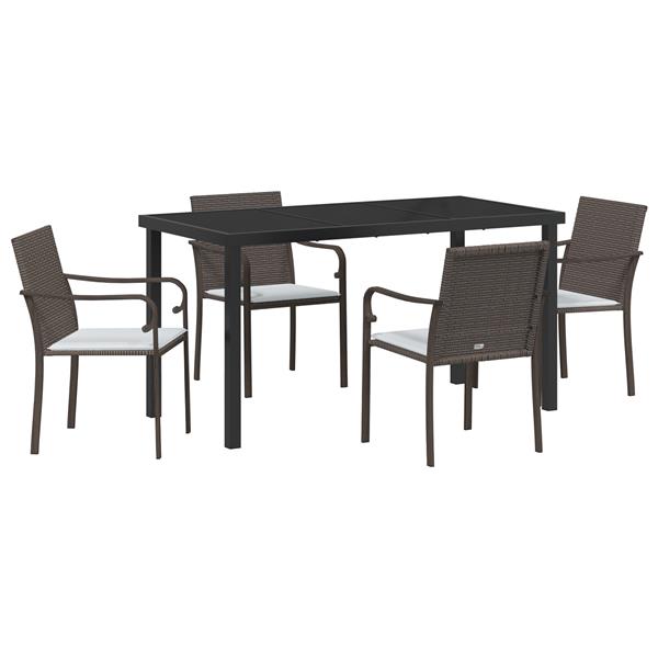 Grote foto vidaxl 5 delige tuinset met kussens bruin poly rattan tuin en terras tuinmeubelen