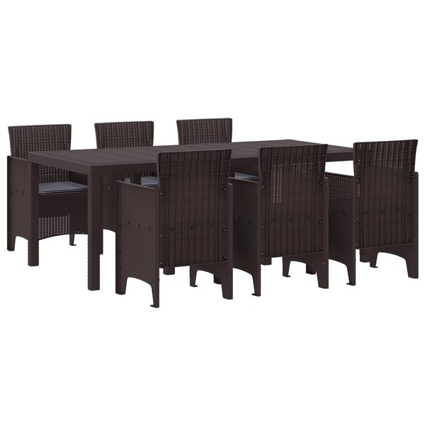 Grote foto vidaxl 7 delige tuinset met kussens in bruin poly rattan tuin en terras tuinmeubelen