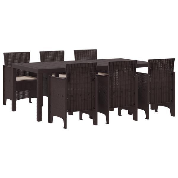Grote foto vidaxl 7 delige tuinset met kussens in bruin poly rattan tuin en terras tuinmeubelen