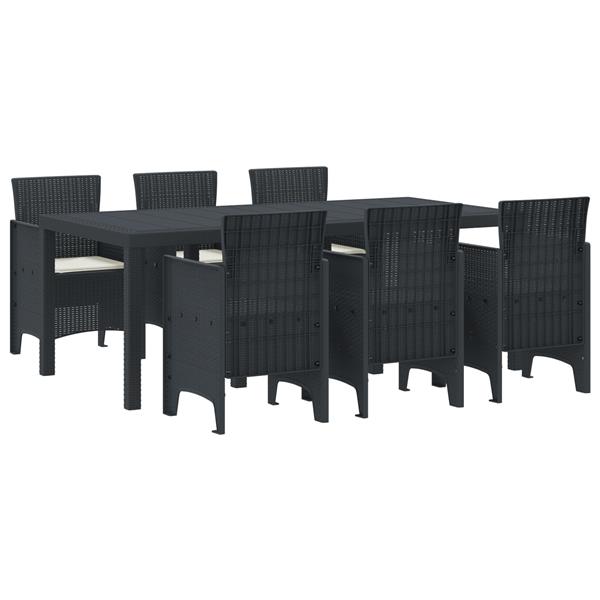 Grote foto vidaxl 7 delige tuin set met kussens in antraciet poly rattan tuin en terras tuinmeubelen