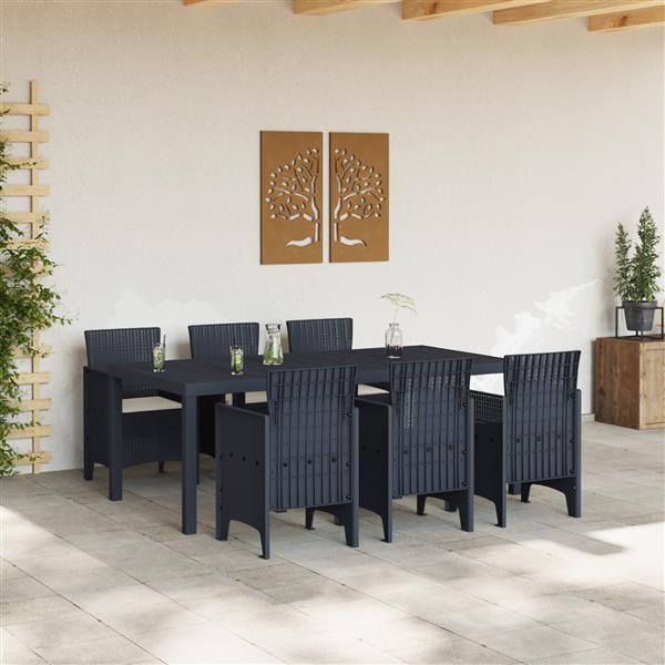 Grote foto vidaxl 7 delige tuin set met kussens in antraciet poly rattan tuin en terras tuinmeubelen