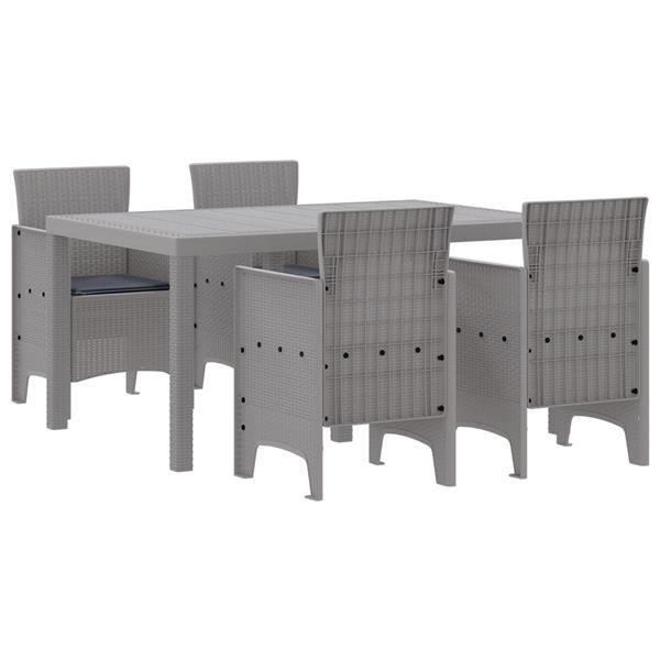 Grote foto vidaxl 5 delige tuin eettafel set met kussens lichtgrijs poly rattan tuin en terras tuinmeubelen