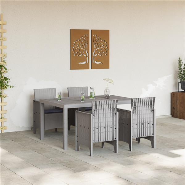 Grote foto vidaxl 5 delige tuin eettafel set met kussens lichtgrijs poly rattan tuin en terras tuinmeubelen