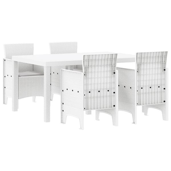 Grote foto vidaxl 5 delige tuin eettafel set met kussens wit poly rattan tuin en terras tuinmeubelen