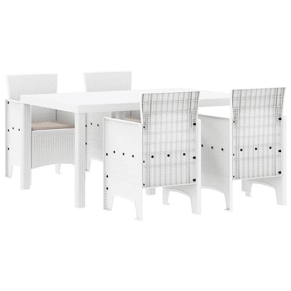 Grote foto vidaxl 5 delige tuindinerset met kussens wit poly rattan tuin en terras tuinmeubelen