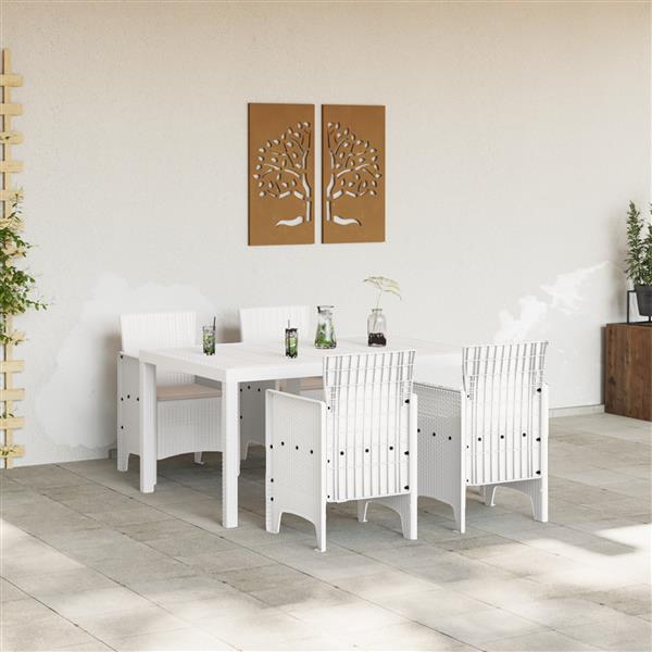 Grote foto vidaxl 5 delige tuindinerset met kussens wit poly rattan tuin en terras tuinmeubelen