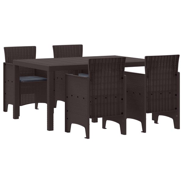 Grote foto vidaxl vijfdelige tuin eetset met kussens bruine poly rattan tuin en terras tuinmeubelen