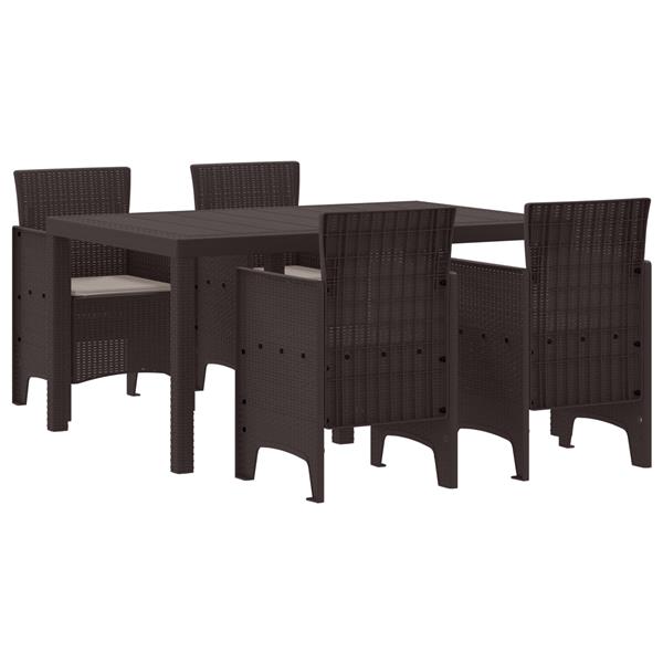 Grote foto vidaxl 5 delige tuin eettafel set met kussens bruin poly rattan tuin en terras tuinmeubelen