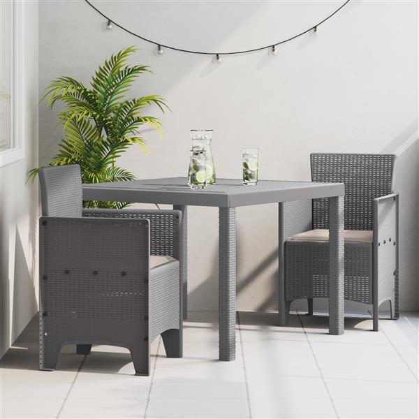 Grote foto vidaxl 3 delige tuinset met kussens lichtgrijs poly rattan tuin en terras tuinmeubelen