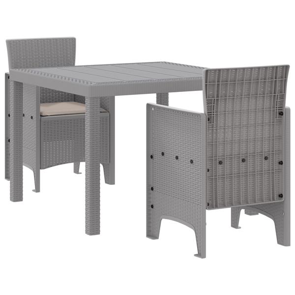 Grote foto vidaxl 3 delige tuinset met kussens lichtgrijs poly rattan tuin en terras tuinmeubelen