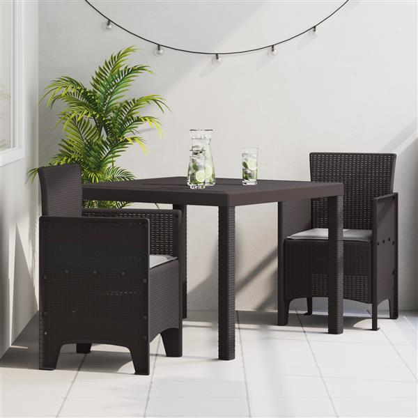 Grote foto vidaxl 3 delige tuinset met kussens poly rattan bruin tuin en terras tuinmeubelen