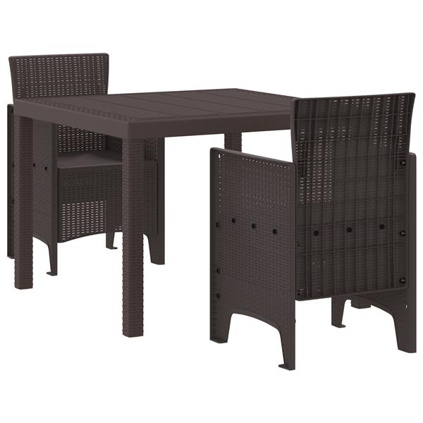 Grote foto vidaxl 3 delige tuinset poly rattan bruin tuin en terras tuinmeubelen