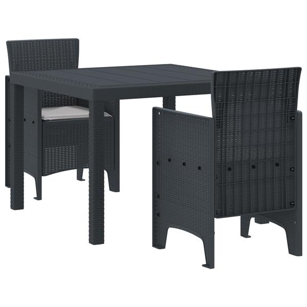 Grote foto vidaxl 3 delige tuinset met kussens poly rattan antraciet tuin en terras tuinmeubelen