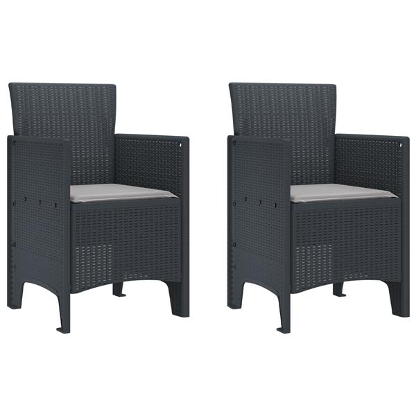 Grote foto vidaxl 3 delige tuinset met kussens poly rattan antraciet tuin en terras tuinmeubelen