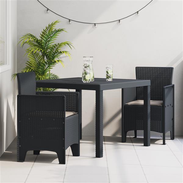 Grote foto vidaxl 3 delige tuinset met kussens poly rattan antraciet tuin en terras tuinmeubelen