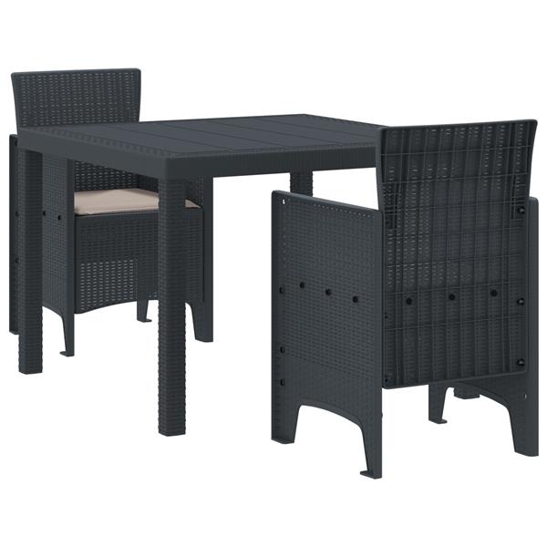 Grote foto vidaxl 3 delige tuinset met kussens poly rattan antraciet tuin en terras tuinmeubelen
