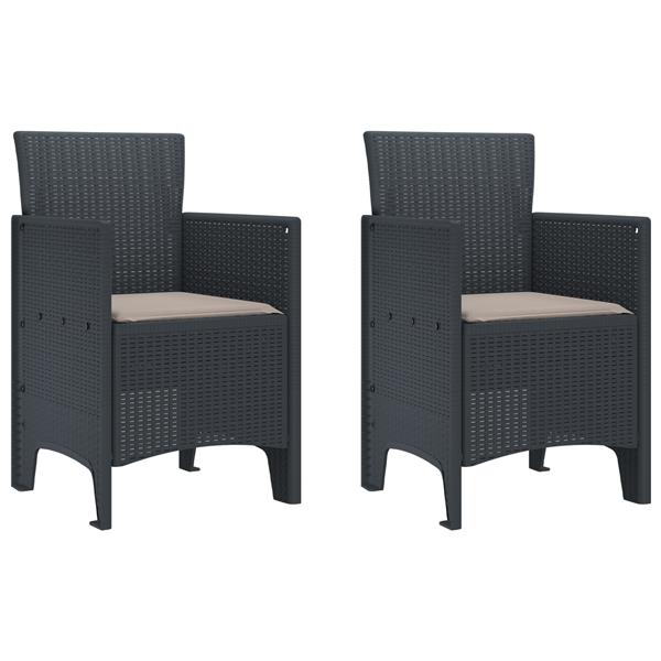 Grote foto vidaxl 3 delige tuinset met kussens poly rattan antraciet tuin en terras tuinmeubelen