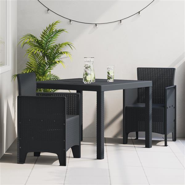 Grote foto vidaxl 3 delige tuinset poly rattan antraciet tuin en terras tuinmeubelen