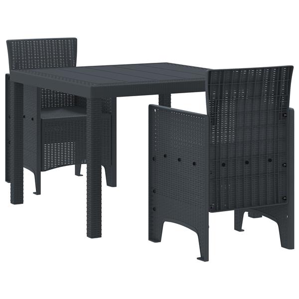 Grote foto vidaxl 3 delige tuinset poly rattan antraciet tuin en terras tuinmeubelen