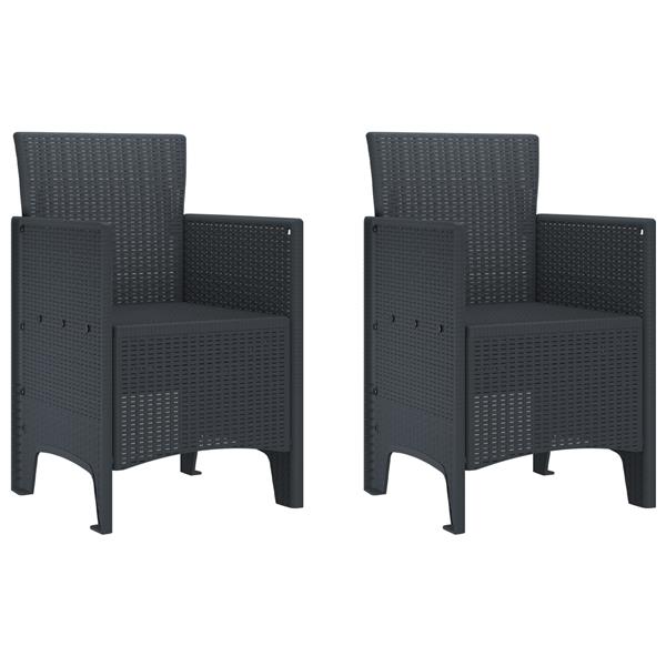 Grote foto vidaxl 3 delige tuinset poly rattan antraciet tuin en terras tuinmeubelen