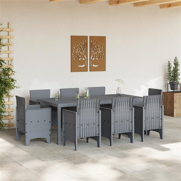 Grote foto vidaxl 9 delige tuinset lichtgrijs van poly rattan tuin en terras tuinmeubelen